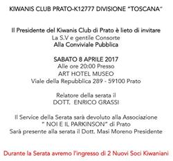 KC Prato - Invito a conviviale con relatore e service a favore dell'Associazione 