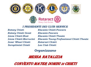 Il KC Pescara con i Club di service di Pescara e Chieti alle SS. Messe Natalizie per aiutare le famiglie bisognose
