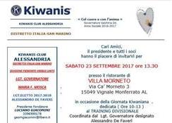 KC Alessandria - Invito alla Giornata kiwaniana di training divisionale