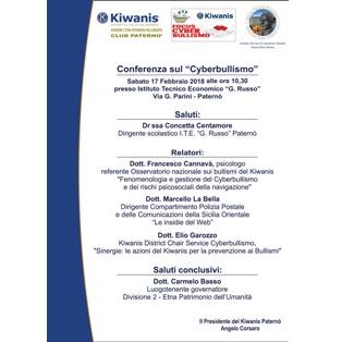KC Paternò - Conferenza sul Cyberbullismo presso l'Istituto Tecnico Economico di Paternò “G. Russo”