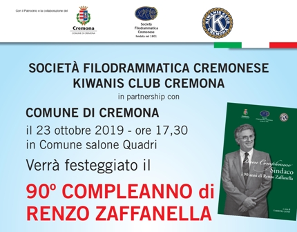 KC Cremona - I 90 anni di Renzo Zaffanella, socio onorario del KC Club Cremona e già sindaco della città dal 1980 al 1990