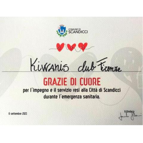 KC Firenze - Attestato di solidarietà per il servizio reso durante l'emergenza Covid