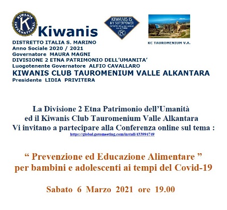 KC Tauromenium Valle dell'Alkantara - Prevenzione ed Educazione Alimentare per bambini e adolescenti ai tempi del Covid-19 (videoconferenza)