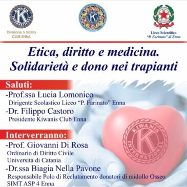KC Enna – Conferenza su “Etica, Diritto, Medicina. Solidarietà e dono nei trapianti”.