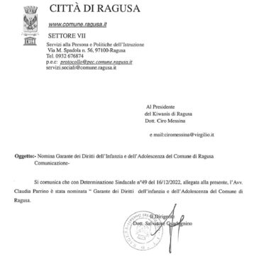 KC Ragusa – Nominato dal Comune di Ragusa il Garante per l’Infanzia e l’Adolescenza