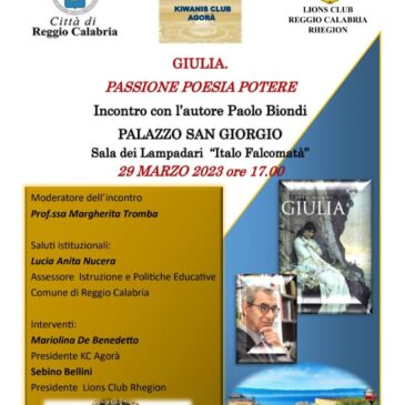 KC Agorà Reggio Calabria – Presentazione del libro “Giulia. Passione Poesia Potere”