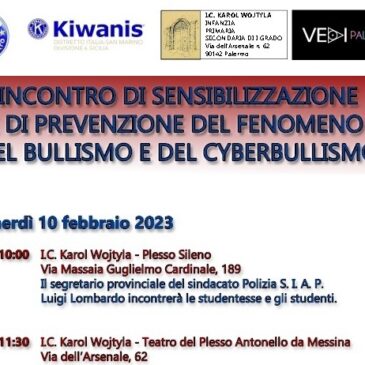 Divisione 6 Sicilia e KC E-Gialai Palermo – Alla scuola Wojtila per parlare di bullismo e cyberbullismo