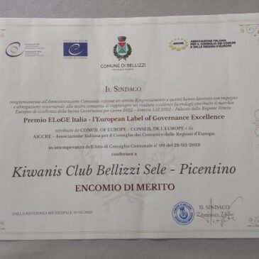 Il KC Bellizzi Sele Picentino riceve dal Sindaco un Encomio per le attività svolte