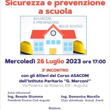 KC Augusta – Terzo incontro su Sicurezza e prevenzione a scuola per gli allievi ASACOM