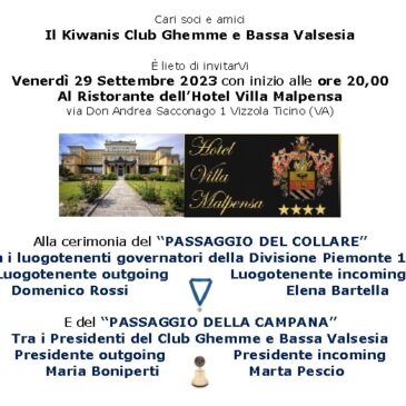 Div. 17 Piemonte e KC Ghemme e Bassa Valsesia – Passaggio delle Insegne e della Campana