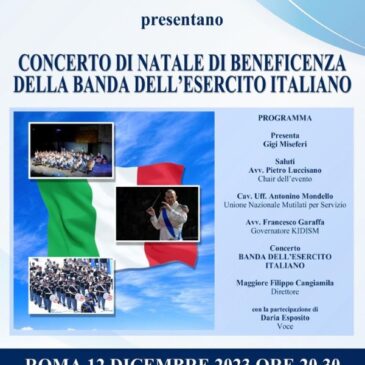 Concerto di Natale di beneficenza della Banda dell’Esercito Italiano – Roma 12 dicembre 2023