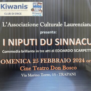 KC Erice – Spettacolo di beneficenza al Teatro Don Bosco di Trapani