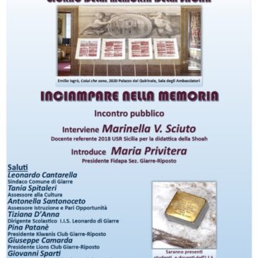 KC Giarre Riposto – Conferenza “Inciampare nella memoria” in interclub con altre associazioni