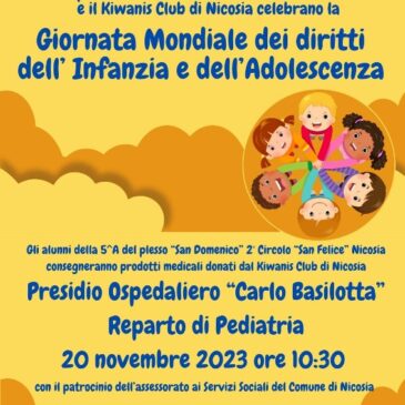 KC Nicosia e Ospedale Carlo Basilotta insieme per la Giornata Mondiale dei diritti dell’Infanzia