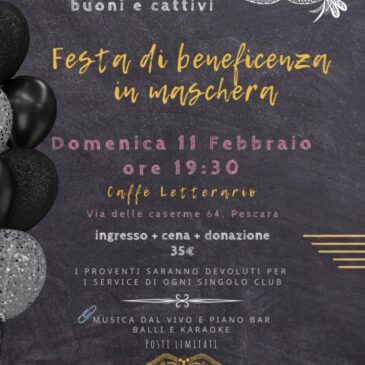 KC Pescara – Festa di beneficenza in maschera in interclub anche con altre associazioni