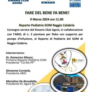 KC Agorà Reggio Calabria – Donazione al Reparto di Pediatria del GOM di Reggio Calabria.