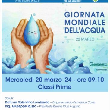 KC Augusta – Giornata Mondiale dell’Acqua con gli alunni dell’I.C. D. Costa