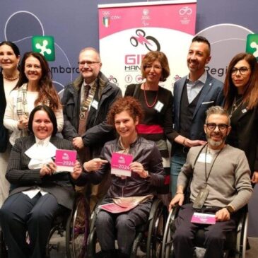 Div.15 Lombardia Liguria e KC Genova Columbus alla conferenza stampa sulla 14^ Edizione del Giro d’Italia Hand Bike