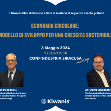 Dal Chair Giancarlo Bellina – A Siracusa il 3 maggio la seconda sessione del Progetto Meetup Kiwanis