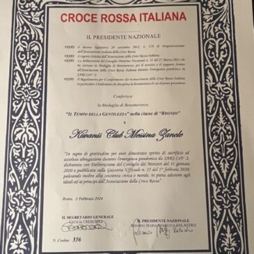 KC Messina Zancle – Al club la Medaglia di Benemerenza della Croce  Rossa Italiana