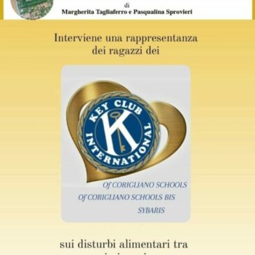 KC Corigliano e Key Club  alla presentazione di un libro sui disturbi alimentari