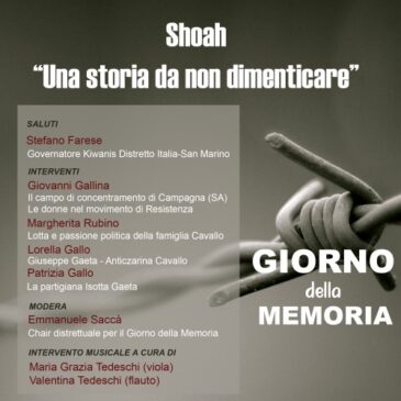 Dal Chair Giorno della Memoria, Emmanuele Saccà – Evento distrettuale sulla Shoah 27-01-2025 – ore 10,00