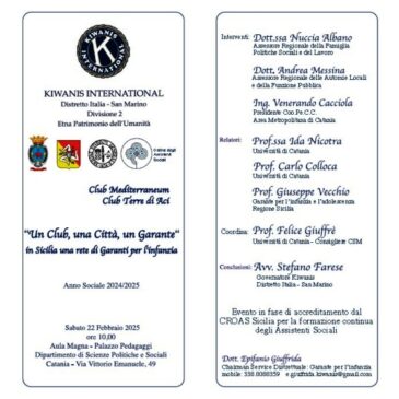 Partecipazione al Convegno “Un Club, una Città, un Garante” in Sicilia una rete di Garanti per l’Infanzia
