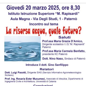 KC Paternò – La risorsa acqua: quale futuro?