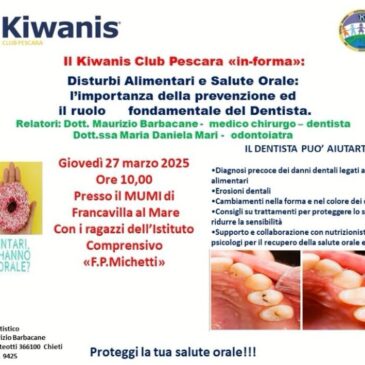 KC Pescara – Prevenzione odontoiatrica per gli alunni dell’I.C. Michetti di Francavilla al mare