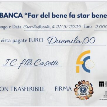 KC Domodossola – Donazione a sostegno dello sportello di ascolto psicologico in una scuola di Preglia