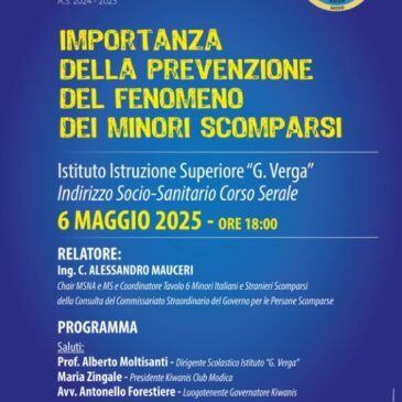 KC Modica – “Importanza della Prevenzione nel Fenomeno dei Minori Scomparsi” con il Chair distrettuale C.A. Mauceri